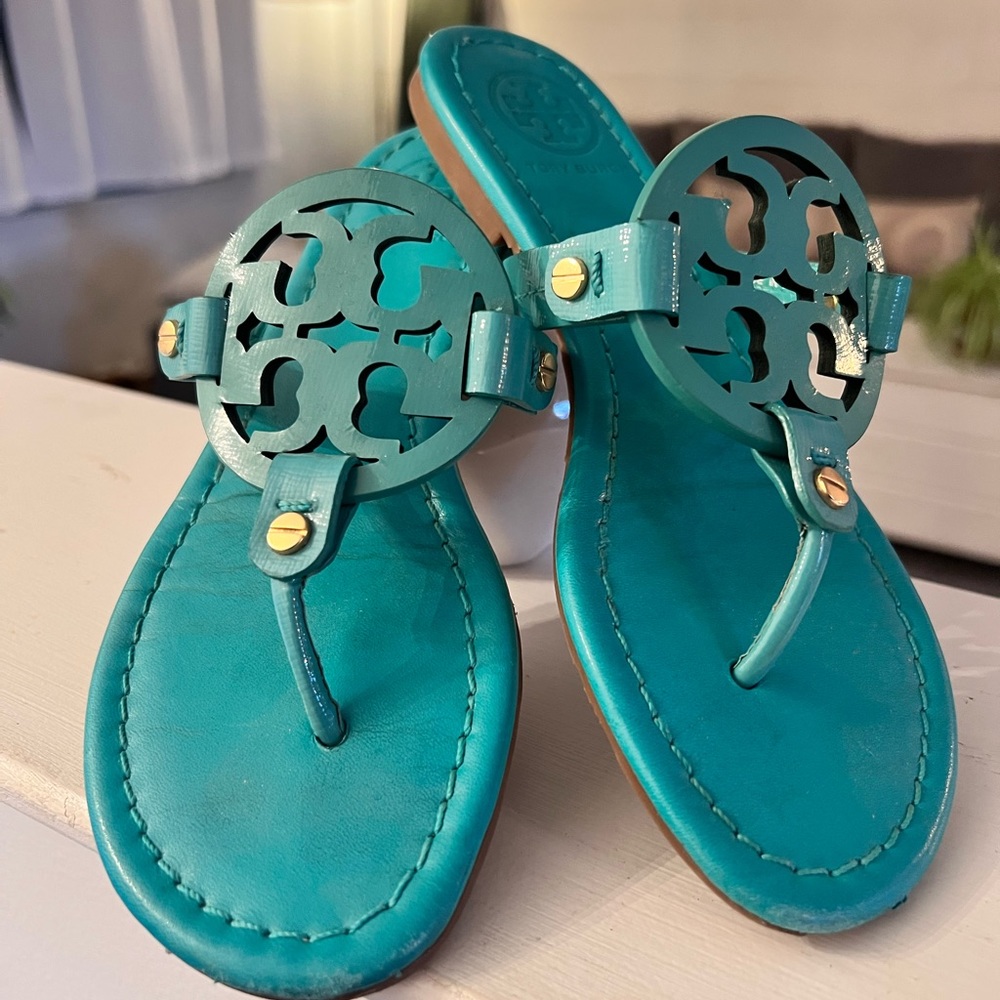 Rare Teal Authentic Tory Burch Miller Sandals